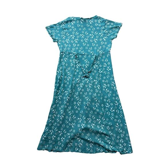 ORVIS Women's XL dress; lightweight & flowy; tie back; Green & white pattern - Picture 2 of 9